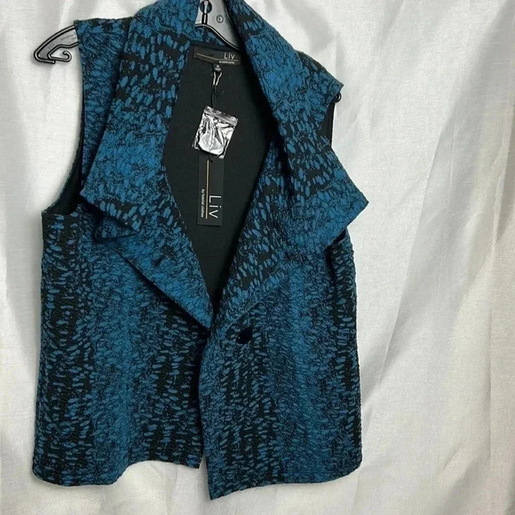 HABITAT sweater vest,oversized , PTP 22” cowl neck, artsy,textured,turquoise,NWT - Picture 8 of 14